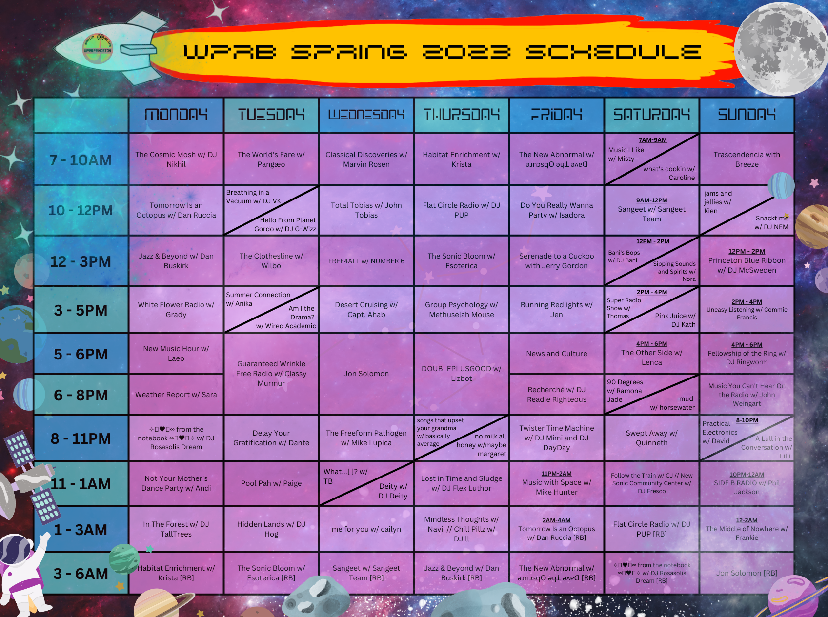 WPRB 2023 Spring Schedule